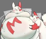  =3 anthro belly belly_grab belly_growl belly_overhang big_belly biped blush bodily_fluids bodily_noises chubby_cheeks claw_fingers claws double_chin duo embrace eyes_closed floofymeister fur generation_3_pokemon grey_background hand_on_stomach happy hi_res hug huge_thighs looking_at_another low-angle_view male moobs nintendo obese obese_anthro obese_male overweight overweight_anthro overweight_male pokemon pokemon_(species) red_body red_fur rumbling_stomach simple_background size_difference sound_effects standing sweat text thick_thighs video_games white_body white_fur wide_hips wobbling zangoose 