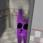  ambiguous_gender anthro bonnie_(fnaf) checkered_background checkered_floor five_nights_at_freddy&#039;s gglloooopp hi_res lagomorph leporid looking_at_viewer machine mammal open_mouth pattern_background purple_body rabbit reaction_image robot scottgames simple_background solo toony video_games wide_eyed 