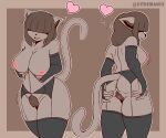  &lt;3 6:5 absurd_res anthro armwear big_breasts black_nose breasts brown_body brown_fur clothed clothing felid feline female front_view fur genitals hair hair_over_eyes hand_on_butt hi_res inner_ear_fluff june_(the_man) legwear mammal multiple_poses navel open_mouth portrait pose pubes pussy rear_view solo the_man thigh_highs three-quarter_portrait tuft 