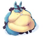  ambiguous_gender anthro belly big_belly blush chubby_cheeks deep_navel embarrassed floofymeister full-length_portrait generation_4_pokemon hi_res looking_at_viewer love_handles lucario male moobs morbidly_obese morbidly_obese_anthro morbidly_obese_male navel nintendo obese obese_anthro obese_male overweight overweight_anthro overweight_male pokemon pokemon_(species) portrait simple_background sitting solo spikes spikes_(anatomy) video_games white_background 