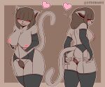  &lt;3 6:5 absurd_res anthro armwear big_breasts black_nose blush breasts brown_body brown_fur clothed clothing felid feline female front_view fur genitals hair hair_over_eyes hand_on_butt hi_res inner_ear_fluff june_(the_man) legwear mammal multiple_poses navel open_mouth portrait pose pubes pussy rear_view solo the_man thigh_highs three-quarter_portrait tuft 