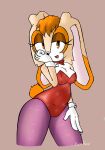  anthro big_breasts bow_tie breasts bunny_costume cleavage clothed clothing costume cotton_tail dipstick_ears eyelashes female floppy_ears fur gloves hair handwear head_tuft hi_res lagomorph legwear leotard leporid looking_at_viewer lop_ears mammal multicolored_ears orange_body orange_eyes orange_fur orange_hair purple_clothing purple_legwear rabbit red_clothing red_leotard sega solo sonic_the_hedgehog_(series) tan_body tan_fur thick_thighs tuft vanilla_the_rabbit white_body white_clothing white_fur white_gloves white_handwear wide_hips xenrevv 