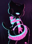  2022 absurd_res anthro big_butt black_body butt clothed clothing domestic_cat felid feline felis girly headphones hi_res male mammal monstercat monstercat_media open_mouth open_smile simple_background sinrizuki smile solo 