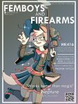 2022 4_fingers anthro canid canine canis clothing cover domestic_dog dress english_text fingers footwear girly gun hat headgear headwear hi_res legwear magazine_cover male mammal marcus_gray ranged_weapon solo text weapon witch_costume witch_hat 