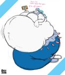  2016 belly big_belly dialogue dino.d.dice english_text gender_symbol generation_7_pokemon hi_res holding_object holding_sign looking_at_viewer male male_symbol marine merfolk morbidly_obese morbidly_obese_male navel nintendo obese obese_male overweight overweight_male pokemon pokemon_(species) primarina sign signature smile smiling_at_viewer solo split_form symbol talking_to_viewer text video_games 