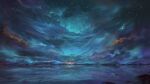  aurora cloud cloudy_sky dokomon highres horizon night night_sky no_humans original outdoors scenery sky star_(sky) starry_sky 