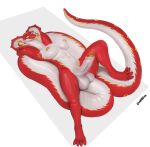  absurd_res anthro big_breasts breasts cobra erection genitals goldmikun gynomorph hi_res intersex nipples non-mammal_breasts nude penis red_body reptile scalie simple_background snake snake_hood solo white_background zivvles 