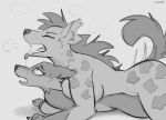  anthro breasts breathing butt canid canine canis duo female female/female greyscale hi_res hyaenid mammal moan monochrome schmutzo sex tongue tongue_out wolf 