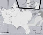  anthro anthro_penetrated bathroom belly_inflation big_breasts big_butt bodily_fluids boss_monster bovid breasts butt caprine cum cum_inflation cum_inside deltarune door duo english_text exclamation_point female female_penetrated floppy_ears genital_fluids goat hair hi_res horn huge_breasts human human_on_anthro human_penetrating human_penetrating_anthro inflation interspecies jaybotmechaniac kris_(deltarune) lactating male male/female male_penetrating male_penetrating_female mammal milk monochrome nude on_bottom on_top onomatopoeia open_mouth penetration reverse_cowgirl_position sex sitting slightly_chubby sound_effects text thick_thighs toilet toriel undertale undertale_(series) video_games 