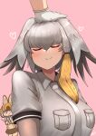  1boy 2girls absurdres animal_ears bangs bird_tail bird_wings black_hair blush captain_(kemono_friends) closed_eyes collared_shirt dhole_(kemono_friends) dog_ears dog_girl feathered_wings flying_sweatdrops grey_hair grey_necktie grey_shirt hair_between_eyes hand_on_another&#039;s_head head_wings headpat heart highres john_(a2556349) kemono_friends kemono_friends_3 long_hair multicolored_hair multiple_girls necktie orange_hair petting pocket shirt shoebill_(kemono_friends) sidelocks smile tail wings 