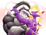  &lt;3 2022 amped_toxtricity anthro anthro_on_anthro biped black_body black_fur black_hair blush daily-incineroar digital_media_(artwork) duo eyes_closed fur generation_8_pokemon grey_body grey_fur hair hi_res interspecies kissing male male/male multicolored_body multicolored_fur muscular muscular_anthro muscular_male nintendo obstagoon pokemon pokemon_(species) purple_body toxtricity video_games white_body white_fur yellow_body 