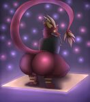  anthro asian_mythology big_butt butt dragon east_asian_mythology eastern_dragon genitals hi_res horn looking_at_viewer looking_back male male/male mythology penis photolol.03 rear_view simple_background solo thick_thighs twerking wide_hips 