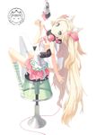  animal_ears azusa_kitade_render blonde_hair h2so4 headphones long_hair microphone photoshop skirt tail 