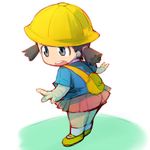  1girl alchera bag brown_hair child green_eyes kindergartner kindergartner_(pokemon) nintendo npc npc_trainer open_mouth pokemon pokemon_(game) pokemon_black_and_white pokemon_bw preschooler preschooler_(pokemon) rain_hat rainhat short_hair skirt solo trainer trainer_class twintails 