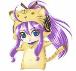  animal_costume bell blue_eyes blush bow cat_costume cat_suit chibi hair_bow head_set kamui_gakupo long_hair lowres male male_focus purple_hair vocaloid 