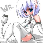  artist_request blue_eyes console lowres nintendo oekaki personification thighhighs white_hair wii-tan 