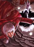  blue_eyes dante dantewontdie devil_may_cry devil_may_cry_3 female hair_over_breasts lightning long_hair male nevan nude open_mouth purple_skin red_hair short_hair trenchcoat white_hair 