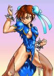  breasts brown_hair capcom chun-li pubic_hair pussy road street street_fighter torn_clothes 