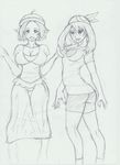  2girls ass bel_(pokemon) bell_(pokemon) breasts cleavage haruka_(pokemon) highres large_breasts multiple_girls pokemon pokemon_(game) pokemon_black_and_white pokemon_bw pokemon_rse pokemon_ruby_and_sapphire sketch 