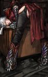  artist_request ass blue_eyes capcom dante devil_may_cry devil_may_cry_4 facial_hair highres leaning_forward leather leather_pants male male_focus pants stubble white_hair yaoi 
