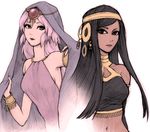  arabian_clothes artist_request black_hair dark_skin espeon nail_polish personification pink_hair pokemon purple_eyes red_eyes umbreon 