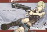  aya_brea belt blonde_hair blue_eyes boots bracelet female gun jewelry midriff necklace pants parasite_eve_the_3rd_birthday ripu_(vincecarter) short_hair solo torn_clothes vincecarter weapon 