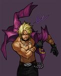  blonde_hair collar king_of_fighters kof male male_focus shen_woo smile snk 