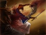  arm blood cut cuts hakama himura_kenshin injury japanese_clothes red_hair rurouni_kenshin samurai sword weapon 