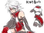  bare_shoulders bikini_top black_gloves black_legwear blazblue breasts elbow_gloves fallen_down genderswap genderswap_(mtf) gloves green_eyes kaneaki_mukku ragna_the_bloodedge red_eyes short_hair silver_hair sketch small_breasts solo tabard thighhighs translation_request younger 