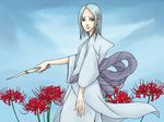  bone dusted gradient gradient_background japanese_clothes kaguya_kimimaro male male_focus naruto silver_hair solo 