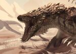  2022 ambiguous_gender brown_body brown_scales digital_media_(artwork) dragon feral hi_res open_mouth scales spines tatiilange teeth 