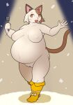  anthro belly big_belly boots boots_only breasts brown_eyes calico_cat clothing confetti domestic_cat felid feline felis female footwear footwear_only fur genitals holding_microphone holding_object mammal microphone monooki333 mostly_nude mottled naturally_censored nipple_outline obese odd_taxi open_mouth open_smile overweight piebald pussy shiho_ichimura_(odd_taxi) smile solo spotlight whiskers white_body white_fur 