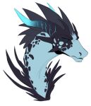  ambiguous_gender black_body black_horn black_spots blue_body blue_horn cheek_horn dragon feral glistening glistening_eyes horn kardinaluz long_neck mouth_closed narrowed_eyes ridged_horn scalie shadowwolfhunter simple_background solo spots spotted_neck unsigned white_background 