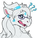  1:1 alpha_channel blue_eyes dragon eyewear glasses mane open_mouth piercing solo symrea telegram_sticker white_body 