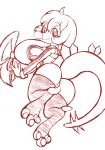  anthro asui_tsuyu butt clothed clothing cosplay dinosaur female goodbye_volcano_high hair hi_res long_snout long_tail looking_at_viewer looking_back low-angle_view monochrome my_hero_academia ornithischian rear_view reptile scalie shinkaku sketch snoot_game_(fan_game) snout solo spiked_tail spikes spikes_(anatomy) stegosaurian stegosaurus stella_(gvh) thick_thighs thyreophoran tied_hair video_games wide_hips worm&#039;s-eye_view 