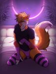  anthro bed canid canine clothed clothing fox fur furaffinity furniture girly glinomes hi_res invalid_tag looking_at_viewer male mammal orange_body orange_fur pose smile solo 