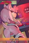  amy_rose anthro anthro_focus black_nose black_pupils black_sclera blue_body bottomless butt clothed clothing detailed_background dress duo eulipotyphlan female female_focus footwear frown fur gameplay_mechanics genitals grey_body hair half-closed_eyes hedgehog hi_res looking_at_viewer looking_back looking_down low-angle_view machine mammal metal_sonic narrowed_eyes no_underwear nose_spike pinball_machine pink_body pink_clothing pink_dress pink_footwear pink_fur pink_hair pink_hairband pink_shoes pupils pussy red_eyes robot sega senshion shoes solo_focus sonic_the_hedgehog_(series) tan_body tan_fur tan_inner_ear white_clothing white_dress white_footwear white_pupils white_shoes yellow_inner_ear 