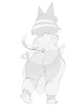  2022 animal_crossing ankha_(animal_crossing) anthro butt domestic_cat faceless_character faceless_female felid feline felis female full-length_portrait greyscale hi_res mammal monochrome nintendo nude_female portrait rear_view short_stack sketch slightly_chubby solo standing thick_thighs video_games xu53r 