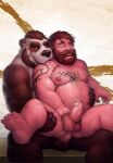  2018 anal anthro balls beard belly biceps bite body_hair butt chest_hair deltoids duo erection eye_contact facial_hair feet foreskin gasp genitals giant_panda hairy_balls hairy_belly hairy_legs hand_on_leg hand_on_stomach happy_trail hi_res highpups human looking_at_another male male/male mammal manly musclegut muscular_legs mustache nipples one_eye_closed pecs penis perineum sex shoulder_bite sitting slightly_chubby tattoo tribal tribal_tattoo triceps ursid vein veiny_penis 