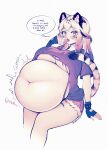  animal_humanoid belly big_belly big_breasts blonde_hair blush breasts cakecatboy clothing dialogue eating felid felid_humanoid feline feline_humanoid female hair hi_res huge_breasts humanoid kiera_(cowszers) mammal mammal_humanoid navel overweight overweight_female overweight_humanoid pantherine pantherine_humanoid rumbling_stomach simple_background sitting solo speech_bubble text thick_thighs tiger_humanoid wardrobe_malfunction 