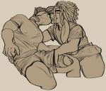  absurd_res anthro big_bulge big_penis brooklyn_(chaosdraws) bulge chaosdraws clothed clothing digital_media_(artwork) dreadlocks duo erection eyes_closed genitals hi_res huge_bulge huge_penis hyper hyper_bulge hyper_genitalia hyper_penis kissing lagomorph leporid male male/male mammal monochrome penis penis_grab poking_out rabbit reese_lightlender tongue vein veiny_penis 