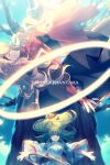  1boy 1girl blonde_hair breasts closed_mouth dhaos_(tales) dress echo_(circa) grey_hair long_hair smile tales_of_(series) tales_of_phantasia 