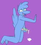  ahegao anthro avian bird bluetwigbird bodily_fluids cum drooling genital_fluids kneeling looking_pleasured male penetrable_sex_toy saliva sex_toy solo twig_(bluetwigbird) 