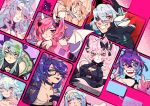  6+girls ^_^ amemiya_nazuna angel angel_wings animal_ear_fluff animal_ears beret black_dress black_gloves blue_eyes blue_hair breasts bright_pupils broken_halo brown_eyes bsapricot_(vtuber) bubi_(ironmouse) cat_ears cat_girl cleavage closed_eyes demon_girl demon_horns demon_tail demon_wings detached_wings dragon_girl dragon_horns dress everyone frown glasses gloves green_eyes grey_hair hair_between_eyes hair_ornament halo halter_dress halterneck hand_on_own_chest hat head_tilt heart heart_hair_ornament heterochromia highres hime_hajime horns ironmouse kson large_breasts lemon_(jlemongrass) long_hair looking_at_viewer medium_breasts melody_(projektmelody) multicolored_hair multiple_girls nyatasha_nyanners one_eye_closed one_eye_covered open_hand parted_lips pink_eyes pink_hair pointing pointy_ears projektmelody purple_hair short_hair silvervale single_wing smile souchou streaked_hair tail tongue tongue_out twintails v-shaped_eyebrows vei_(vtuber) virtual_youtuber vshojo white_headwear white_pupils wings wolf_ears wolf_girl zentreya_(vtuber) 