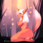 absurd_res big_breasts breasts canid canine erect_nipples female forest forest_background fox hi_res hybrid mammal mishery nature nature_background nipples plant solo tree 