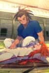  2boys beard brown_hair closed_eyes echo_(circa) facial_hair luke_fon_fabre male_focus multiple_boys muscular open_mouth red_hair smile tales_of_(series) tales_of_the_abyss van_grants 