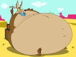  ambiguous_gender anthro belly big_belly bloated canid canine canis coyote desert hi_res inflation kylestudios looney_tunes mammal overweight warner_brothers weight_gain wile_e._coyote 