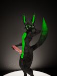  3d_(artwork) absurd_res anonymous_artist anthro balls belly big_balls big_butt big_knot big_penis black_body black_fur black_tail black_whiskers butt canid canine canis digital_media_(artwork) dominant dominant_male fur fur_markings genitals green_balls green_belly green_body green_ears green_eyes green_fur green_nose green_sheath green_tail green_tail_tip green_whiskers hi_res knot looking_at_viewer male mammal markings paw_on_penis pawpads paws penis pinup pose posing_for_picture rexouium simple_background simple_markings solo solo_focus standing thick_thighs wade_black were werecanid werecanine werewolf wolf 