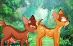  anal bambi bambi_(film) brown_body brown_fur butt butt_sniffing cervid disney duo feral fire_conejo forest fur genitals hi_res male male/male mammal nose_to_anus oral penis pink_penis plant rimming ronno sex sniffing tree young young_on_young 