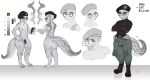  2022 anthro balls biped black_penis boots butt clothing digital_media_(artwork) digitigrade eyewear flaccid footwear furgonomic_footwear genitals glasses green_eyes grey_body hat headgear headwear hi_res kobold male model_sheet penis raptoral round_glasses solo standing striped_body stripes white_balls white_body wide_hips 